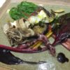 黒鯛のポワレ、バルサミコ酢ソース、温野菜添え